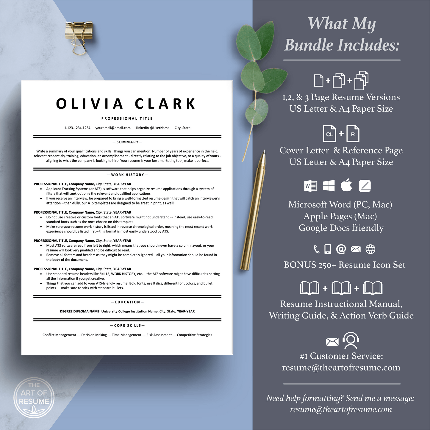 ATS Friendly Resume Template Bundle | Google Docs, Microsoft Word, Apple Pages - The Art of Resume