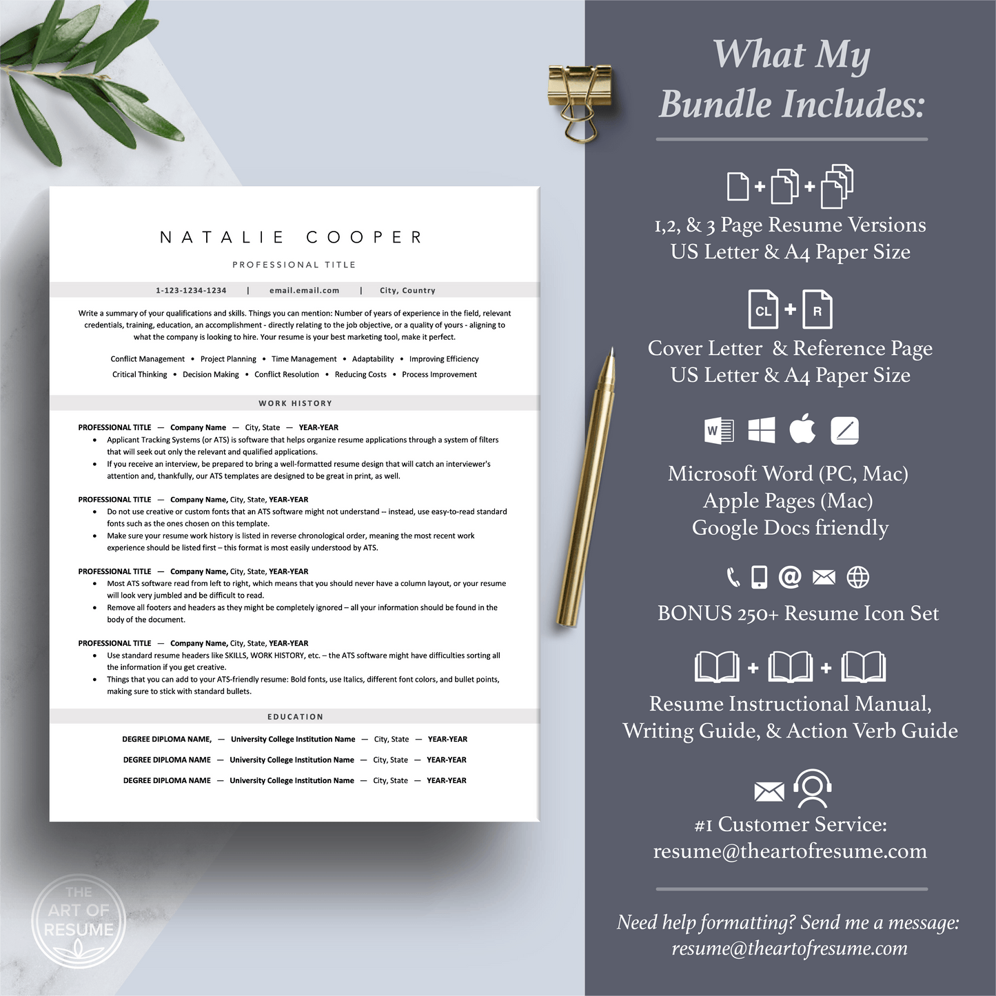 ATS-Formatted Resume Template | ATS Curriculum Vitae | CV Templates - The Art of Resume