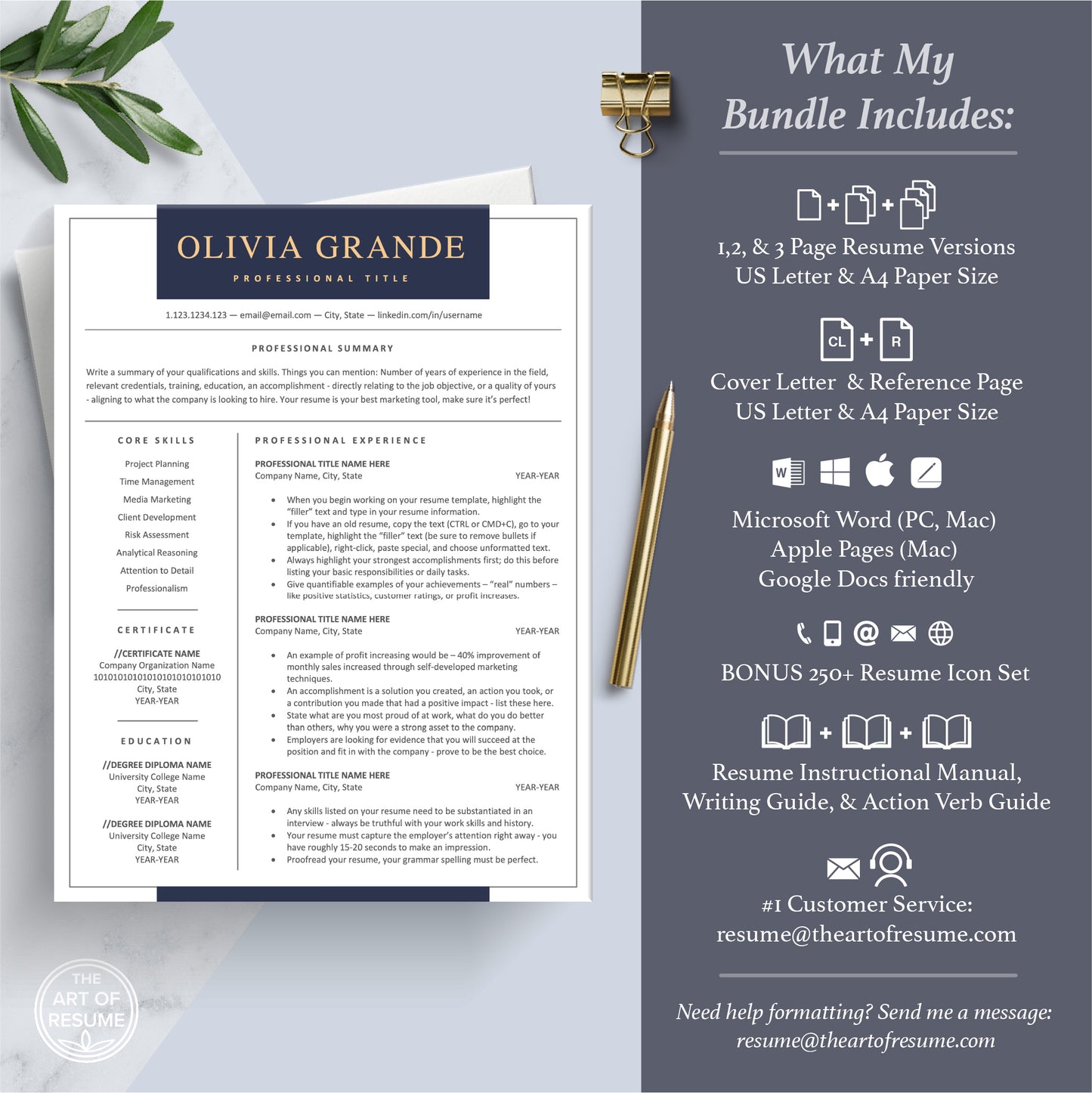 The Art of Resume Templates | Executive Resume CV Design Template Bundle | What is included in your bundle