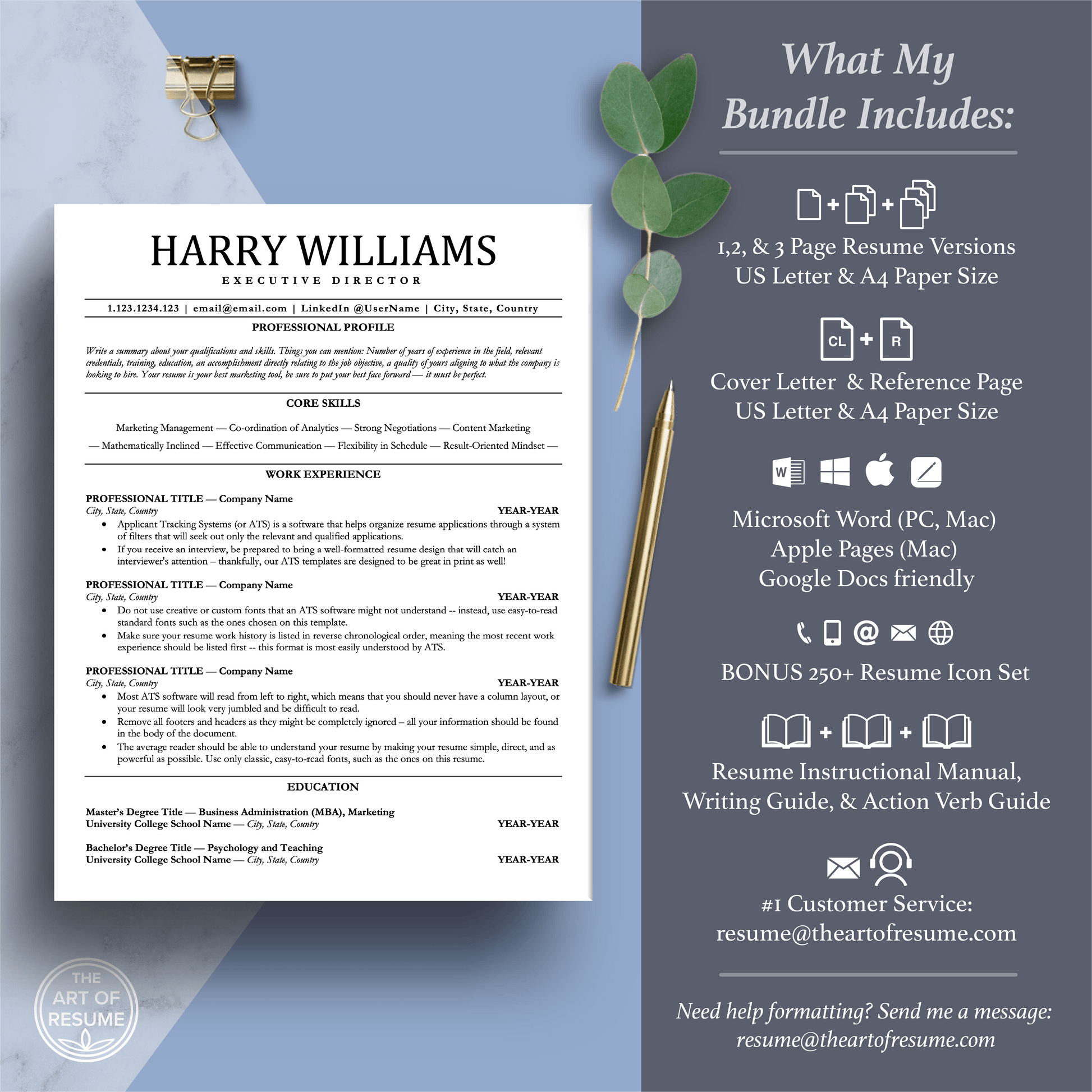 ATS Resume Template Bundle (Applicant Tracking System-Friendly) - The Art of Resume