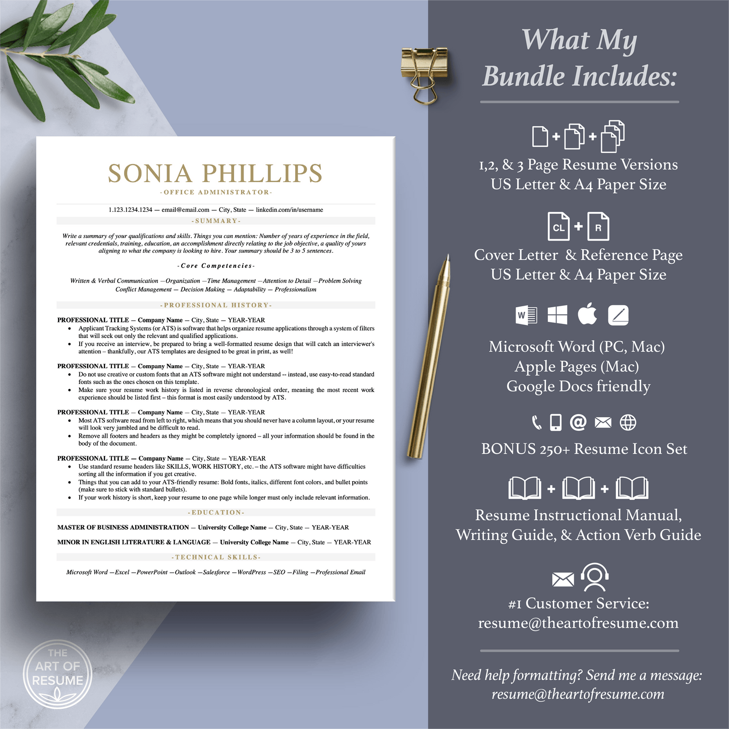 ATS Friendly Resume | Resume CV Design Bundle - The Art of Resume