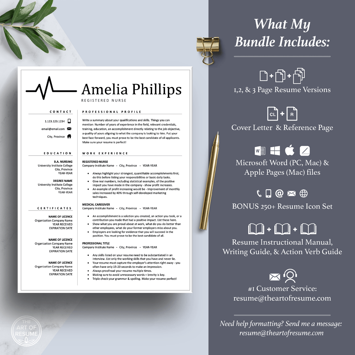 Medical Resume Template | Curriculum Vitae for RN Nurse, Doctor, Physician - The Art of Resume