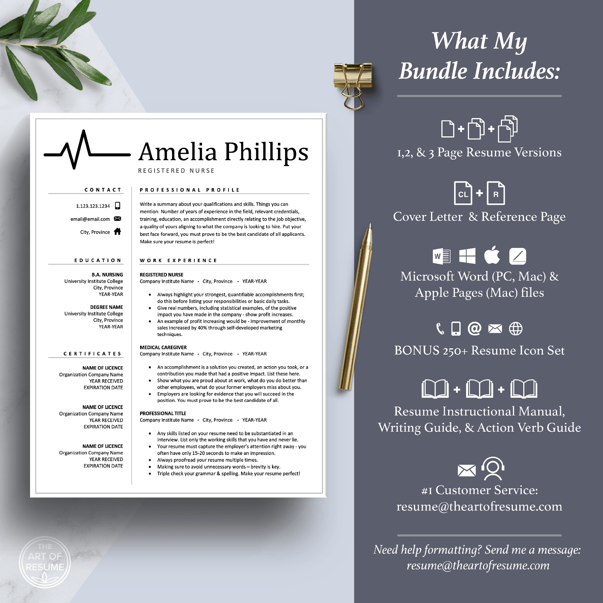 Medical Resume Template | Curriculum Vitae for RN Nurse, Doctor, Physician - The Art of Resume