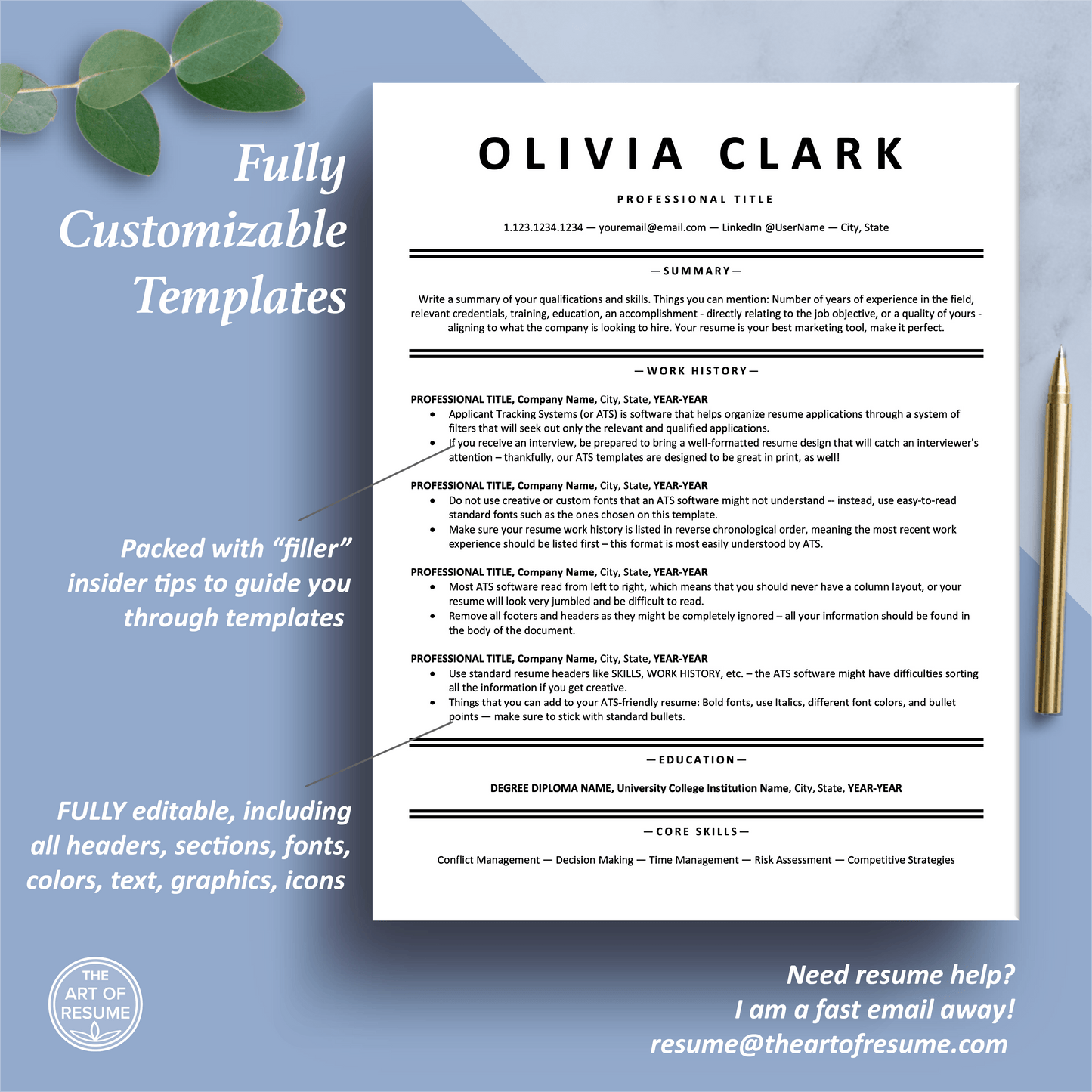 ATS Friendly Resume Template Bundle | Google Docs, Microsoft Word, Apple Pages - The Art of Resume