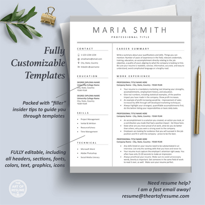 The Art of Resume Templates | One Page Professional Simple Resume CV Design Template Maker | Curriculum Vitae