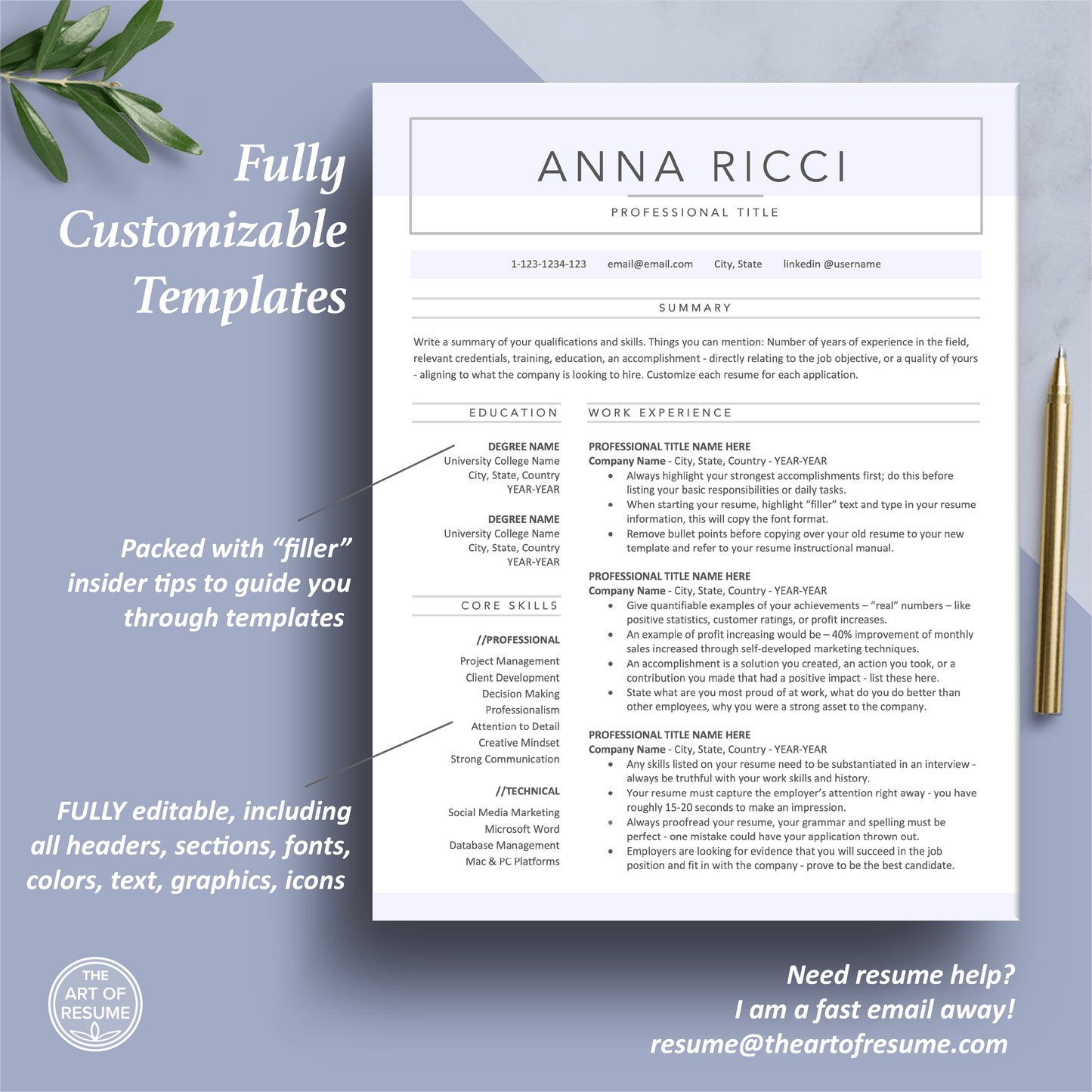 Resume CV Builder Template Bundle | Free Resume Writing Guide - The Art of Resume