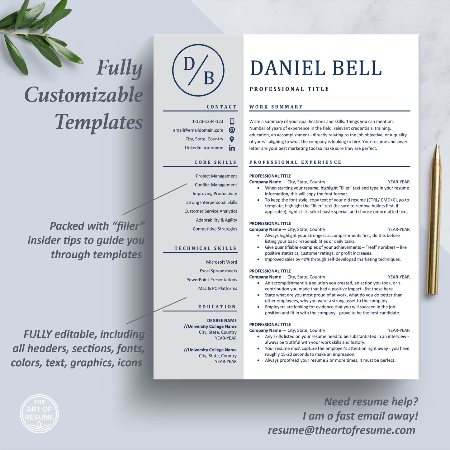 Executive Resume Design | Professional Resume CV - The Art of Resume