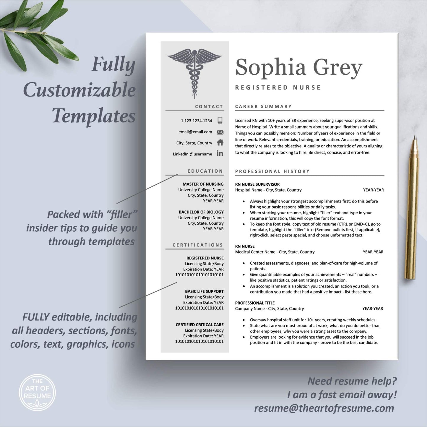 The Art of Resume Templates | One Page Medical, Nurse, Doctor Resume CV Design Template Maker | Curriculum Vitae