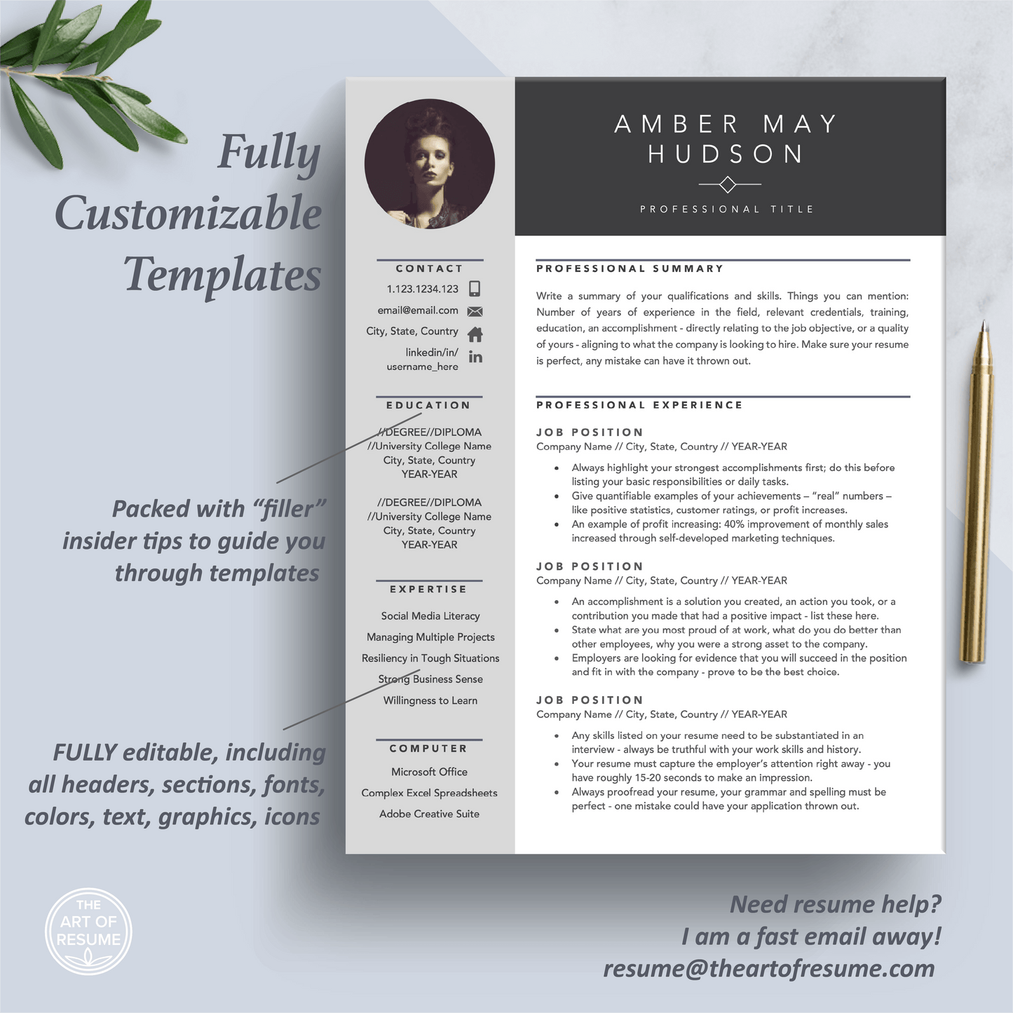 Creative Resume Design with Photo | Stylist CV - The Art of Resume