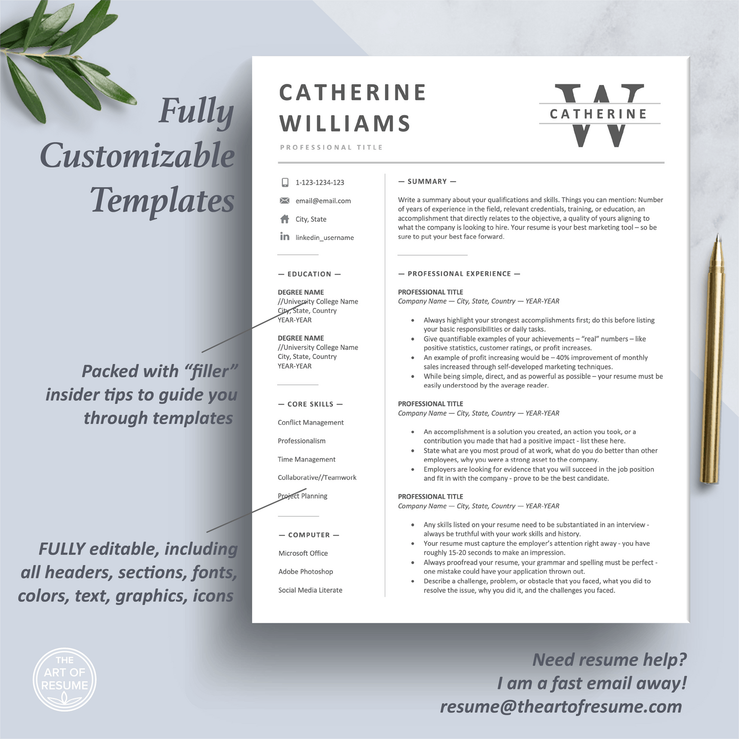 Simple Resume Template | Modern CV Design | Curriculum Vitae - The Art of Resume