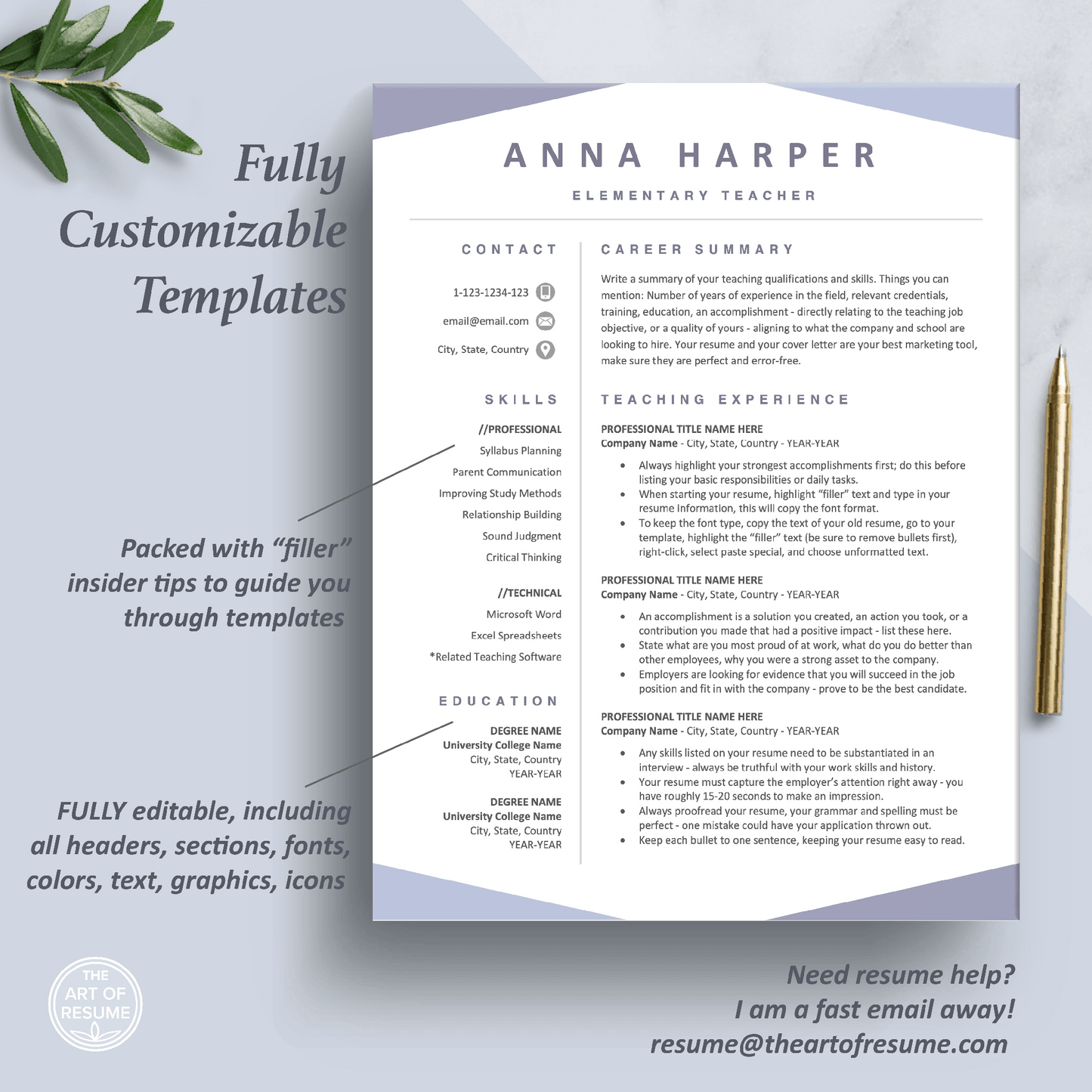Teacher Resume Template | Resumes for Teaching Educator Professional - The Art of Resume