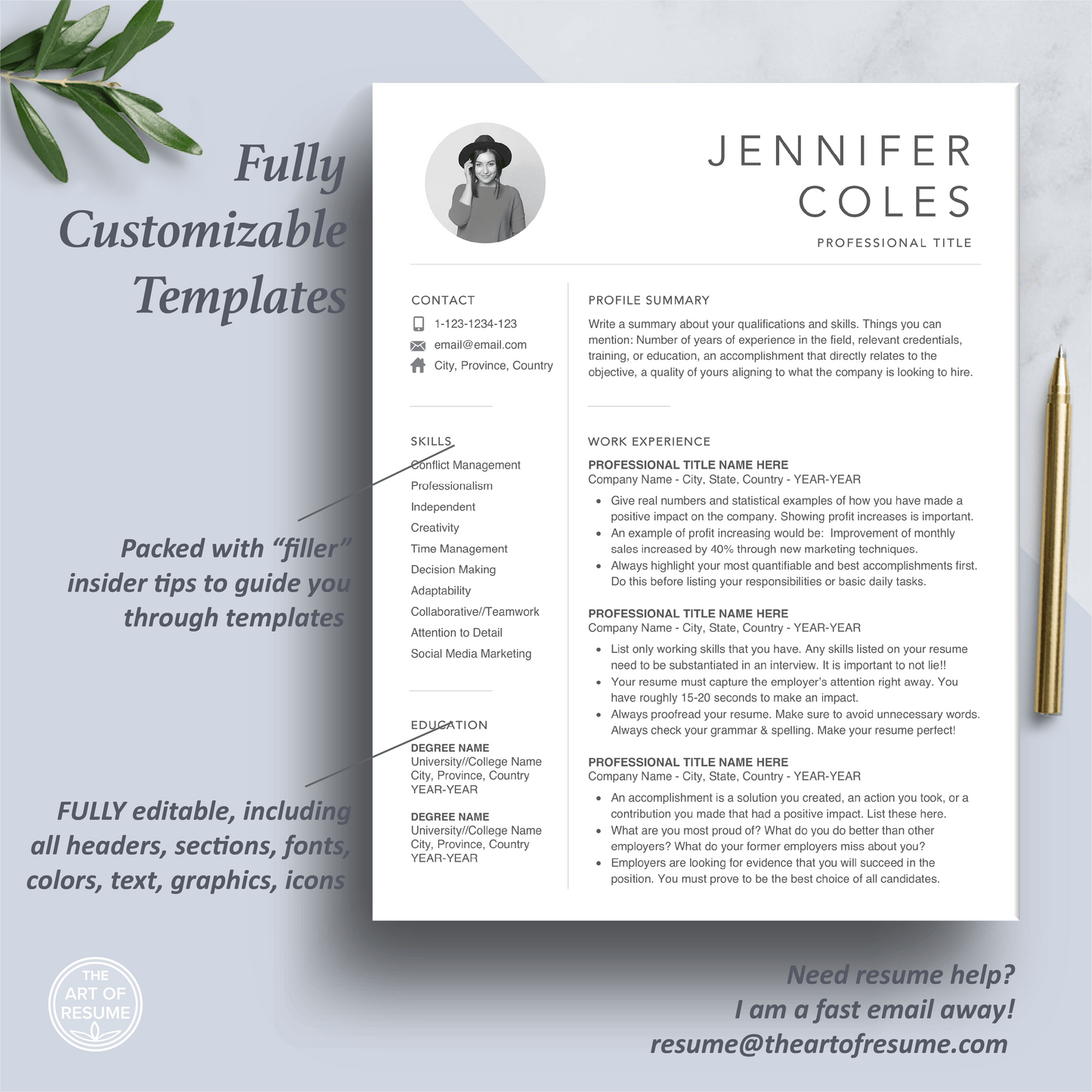 Creative Resume with Photo | Professional Resume Bundle - The Art of Resume