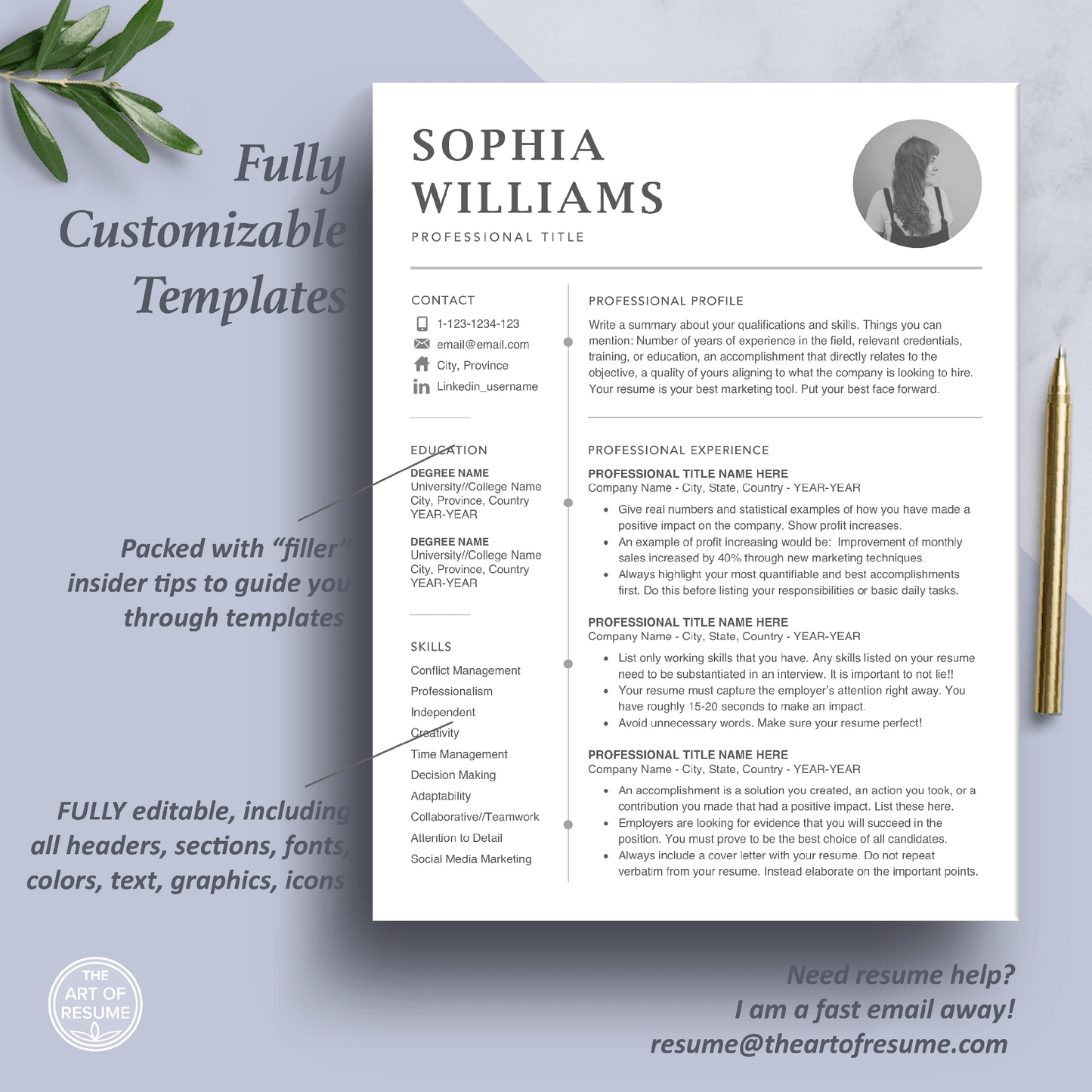 Professional Resume with Photo | Creative Resume Template - The Art of Resume