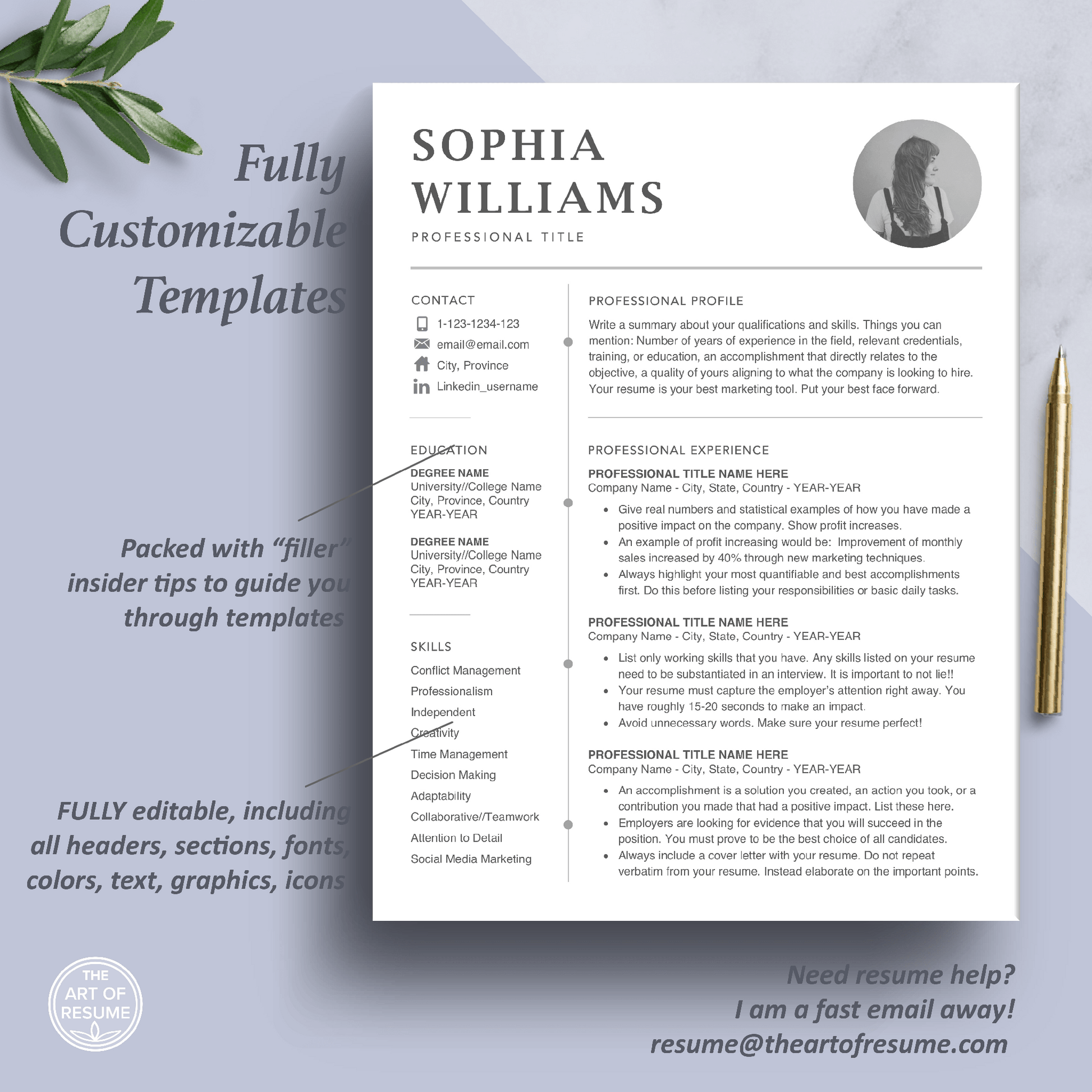 Professional Resume with Photo | Creative Resume Template - The Art of Resume