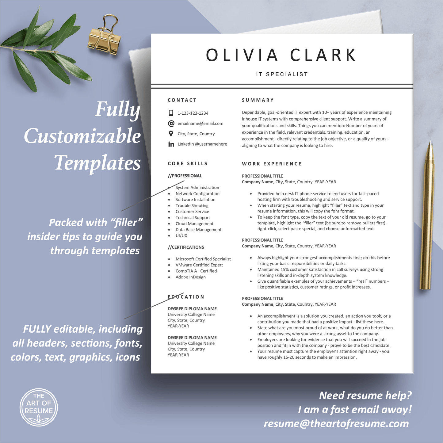 Professional Resume Download | 5-Page Simple CV Design - The Art of Resume