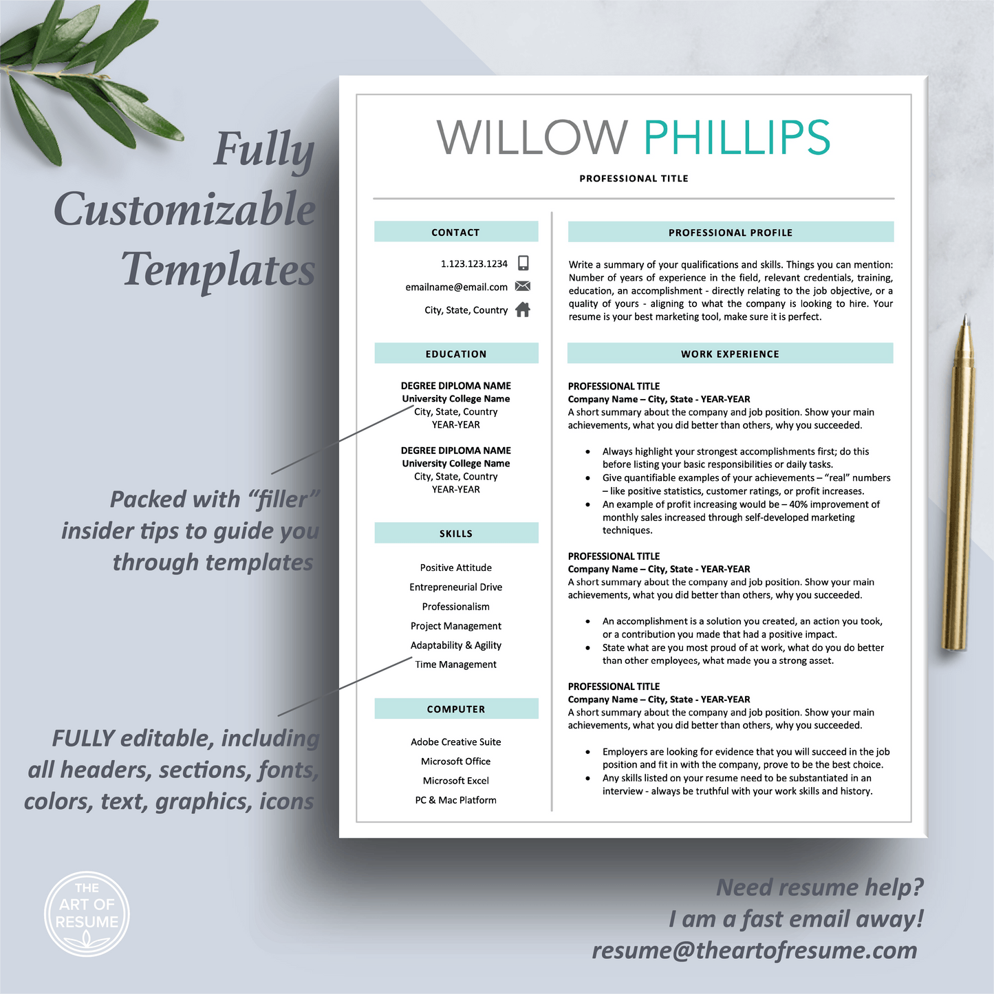 Professional Resume Template Bundles, Executive Resume Design - The Art of Resume