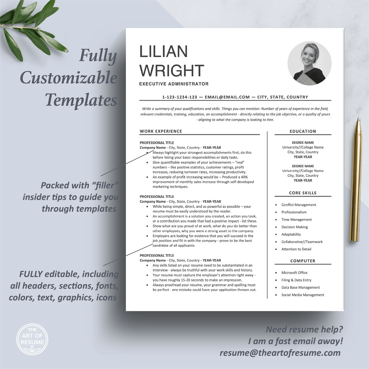 Professional Resume with Photo | Modern Resume with Profile Picture - The Art of Resume