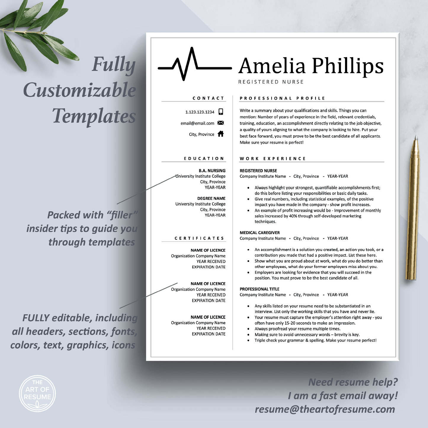 Medical Resume Template | Curriculum Vitae for RN Nurse, Doctor, Physician - The Art of Resume