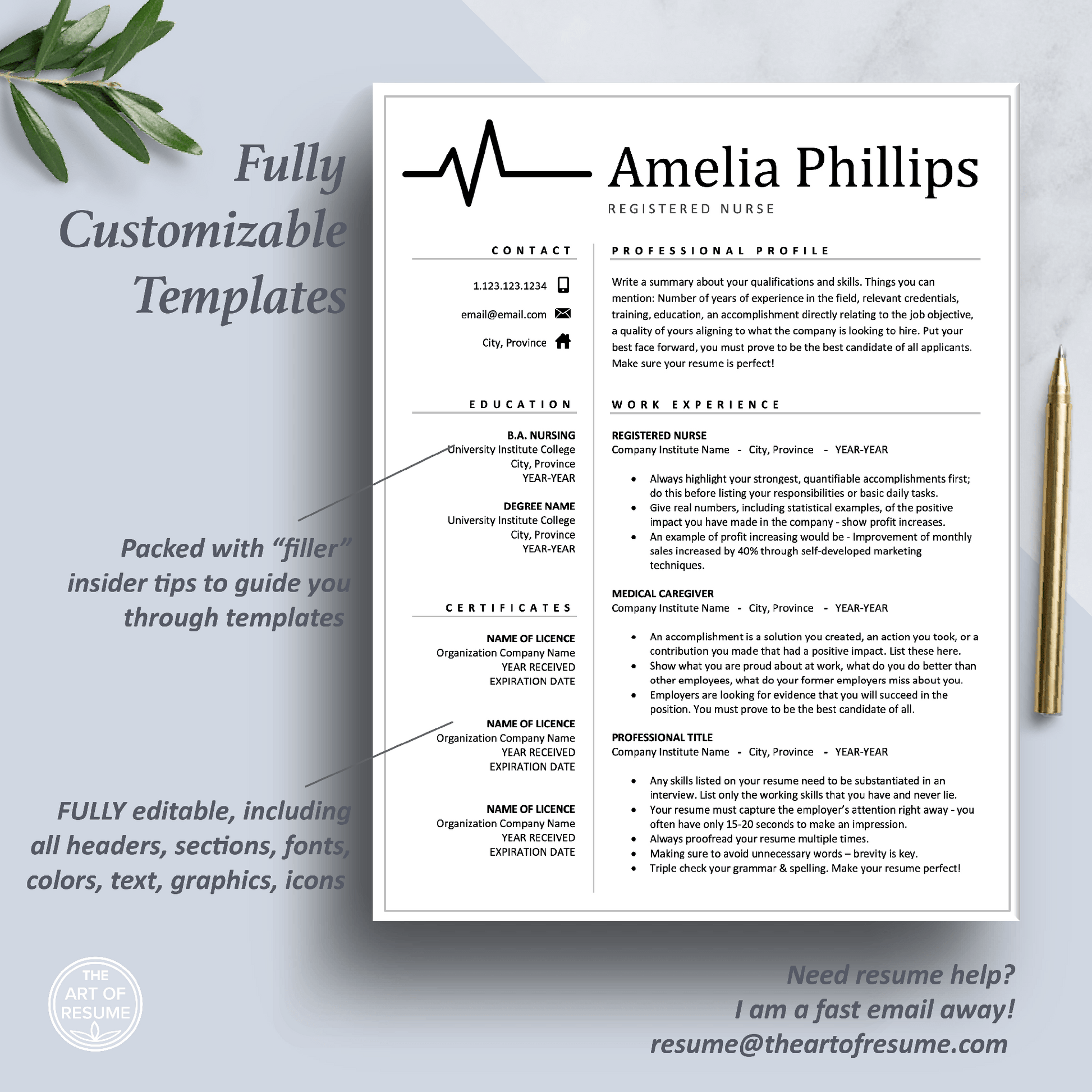 Medical Resume Template | Curriculum Vitae for RN Nurse, Doctor, Physician - The Art of Resume