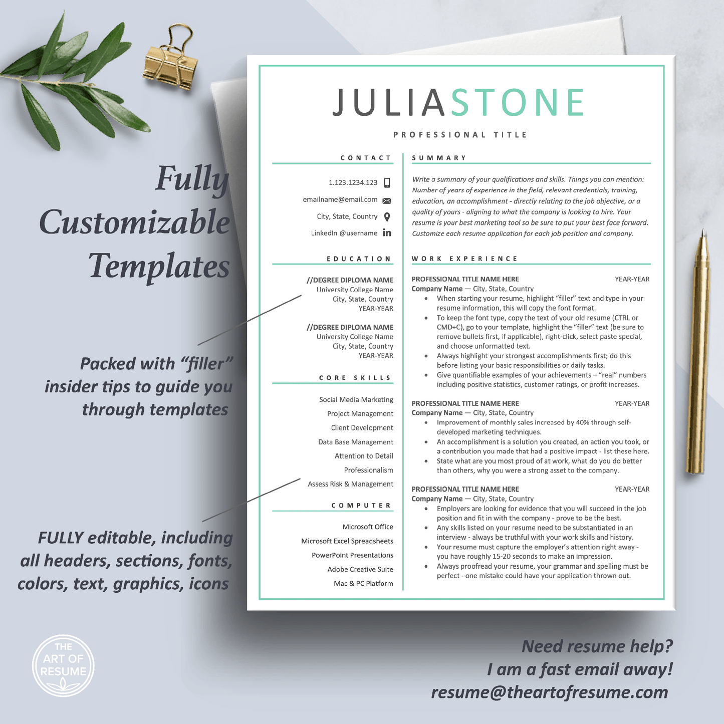 Professional Resume Templates | Free Resume Designs Included (Simple) - The Art of Resume