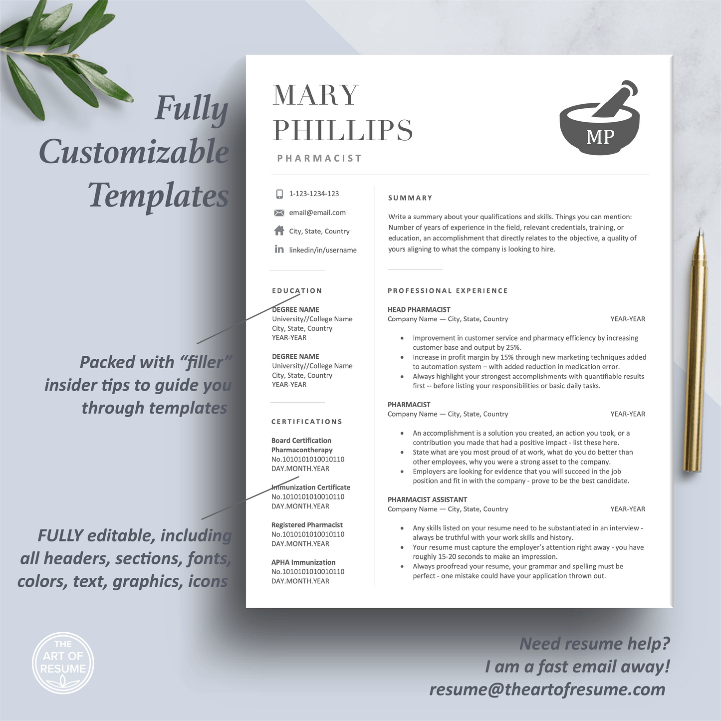 Pharmacist Resume | Pharmacy CV | Medical Resume - The Art of Resume