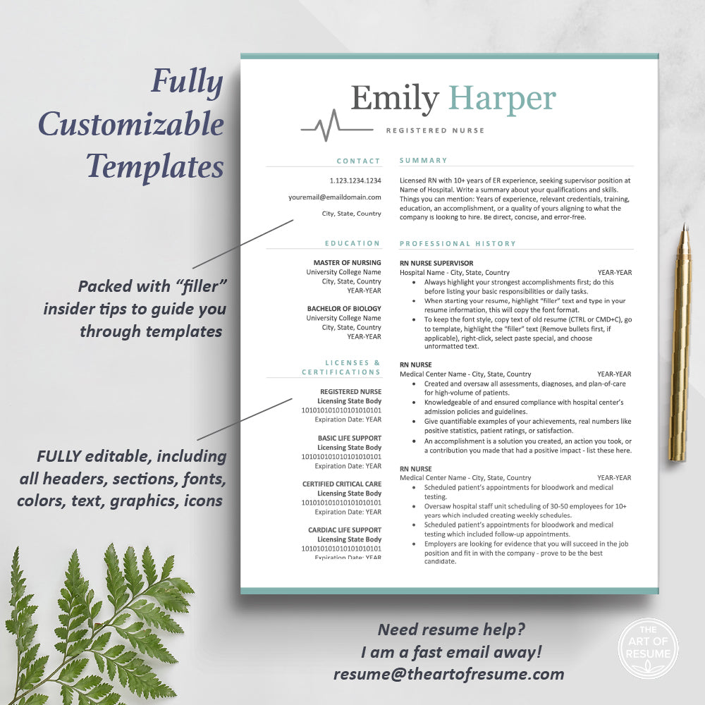 The Art of Resume | Medical Nurse Doctor Resume CV Template Maker Bundle | One Page Resume Format
