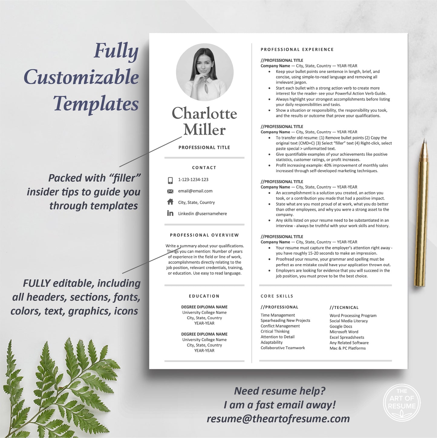 The Art of Resume Template Design | Professional Resume Template with Picture Photo | One Page Resume Format Design