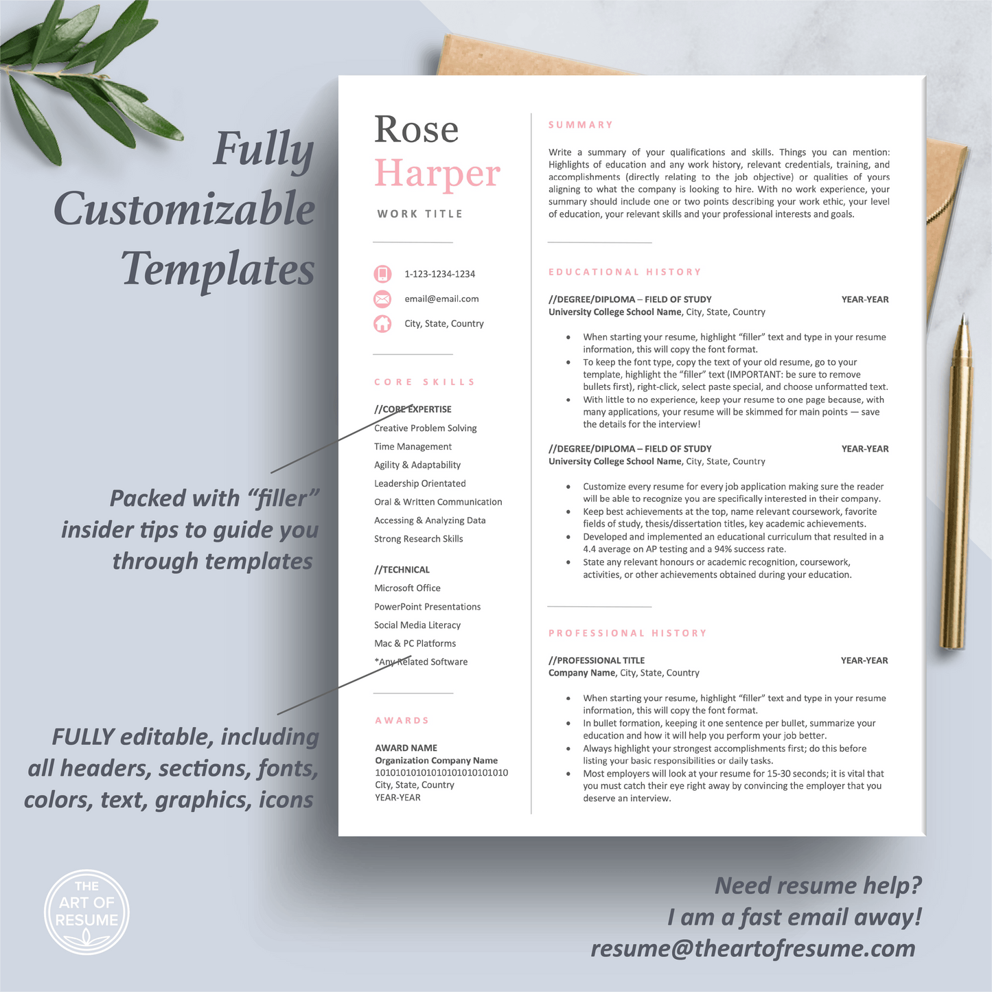 The Art of Resume Templates | One Page Student Graduate Resume CV Design Template Maker | Curriculum Vitae