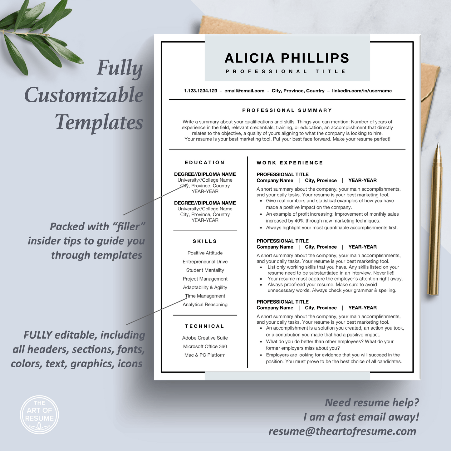 Simple Resume Template | Professional Resume | Modern CV - The Art of Resume