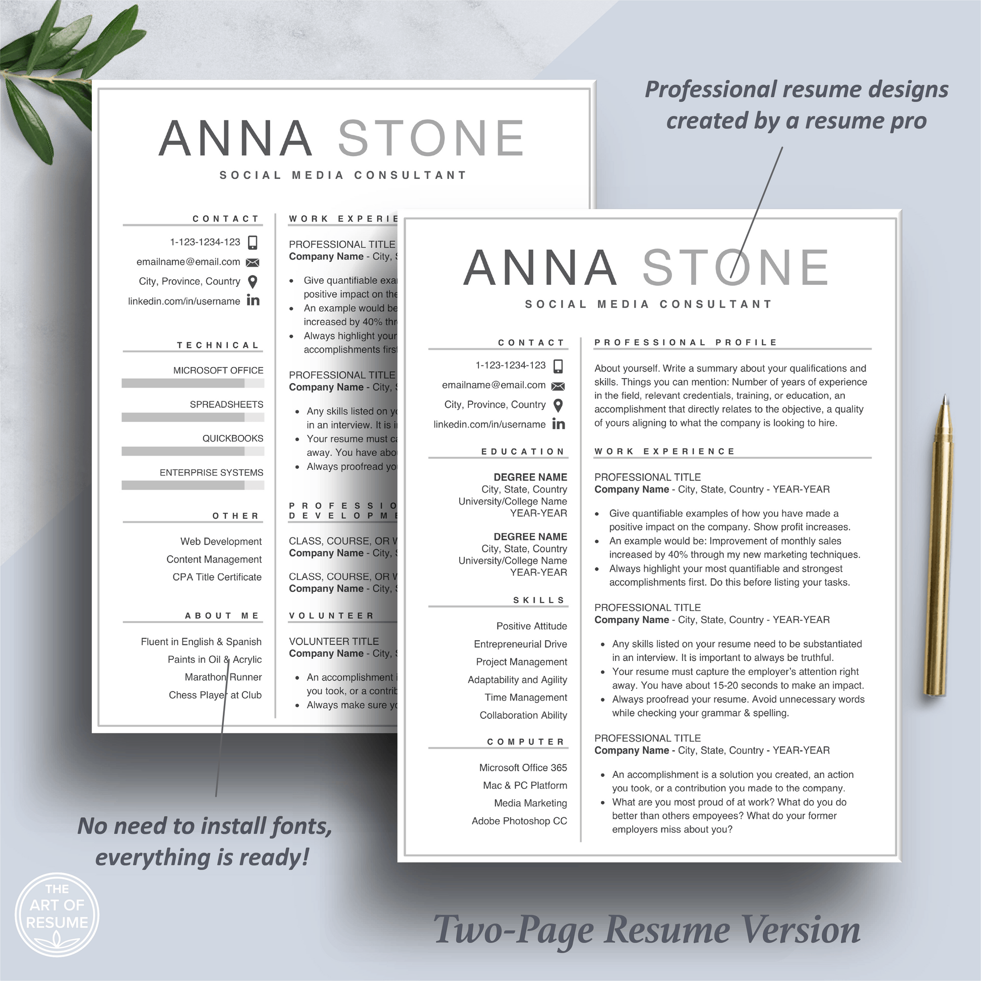 Simple Resume | Professional Resume | Free Resume Writing Guide - The Art of Resume
