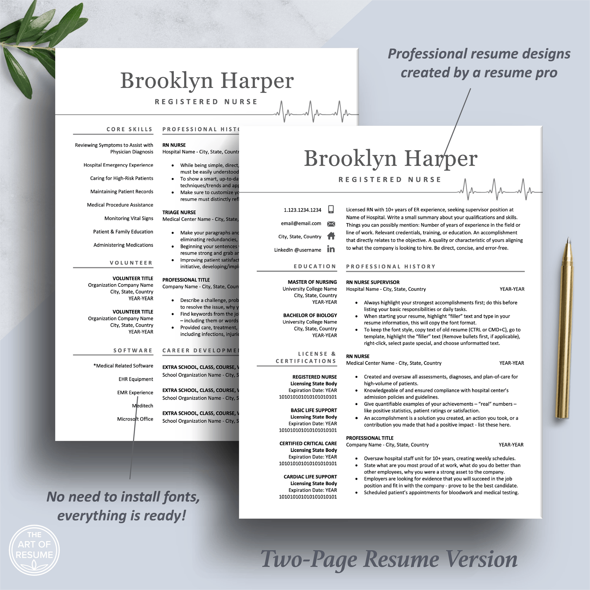 Nurse Resume Designs | Medical CV | Physician Cover Letter - The Art of Resume