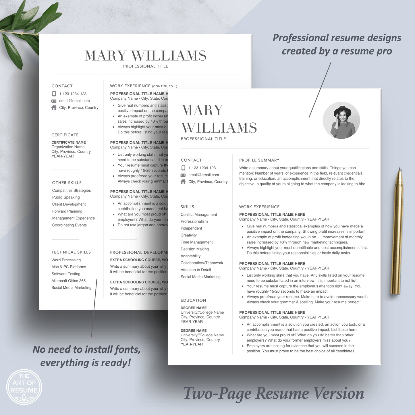 Simple Resume with Photo | Modern Resume Design | Professional Resumes - The Art of Resume