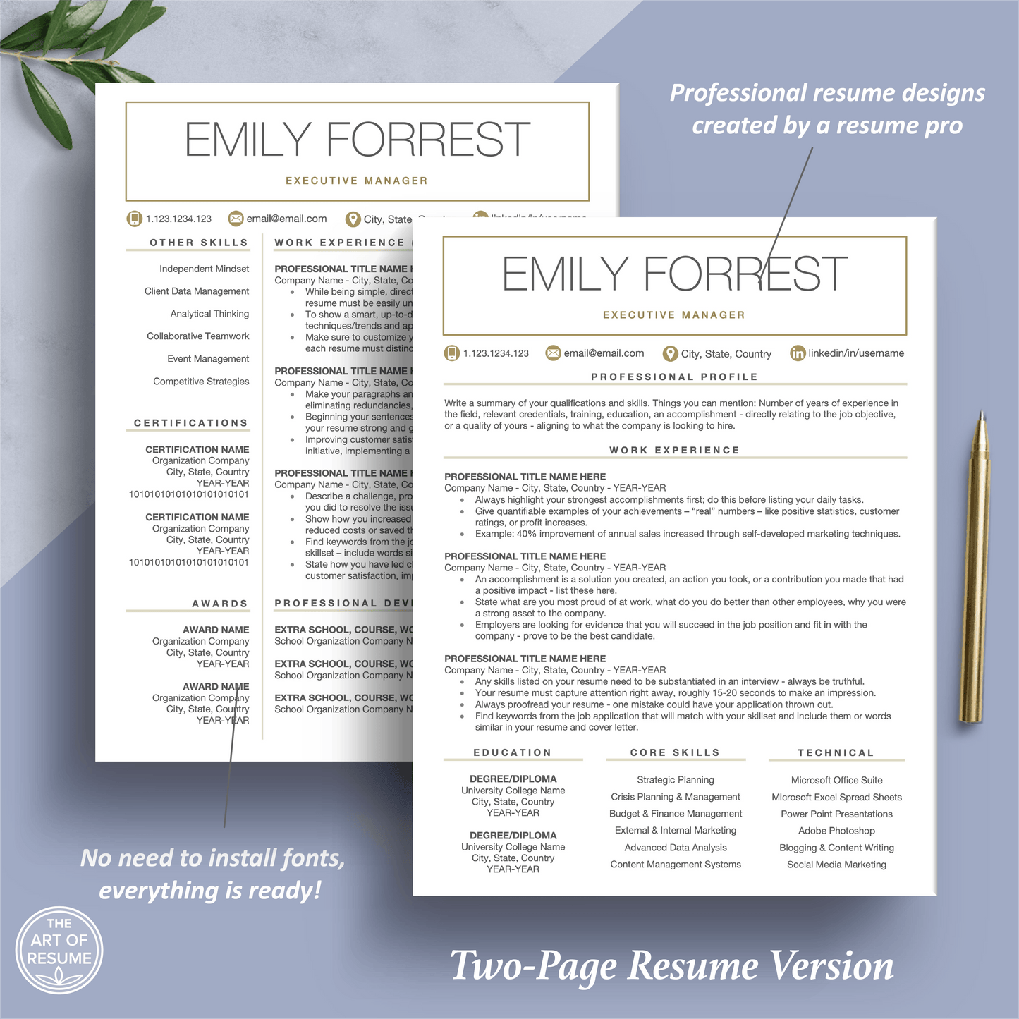 Modern Resume Templates | Professional Resume Design Download - The Art of Resume