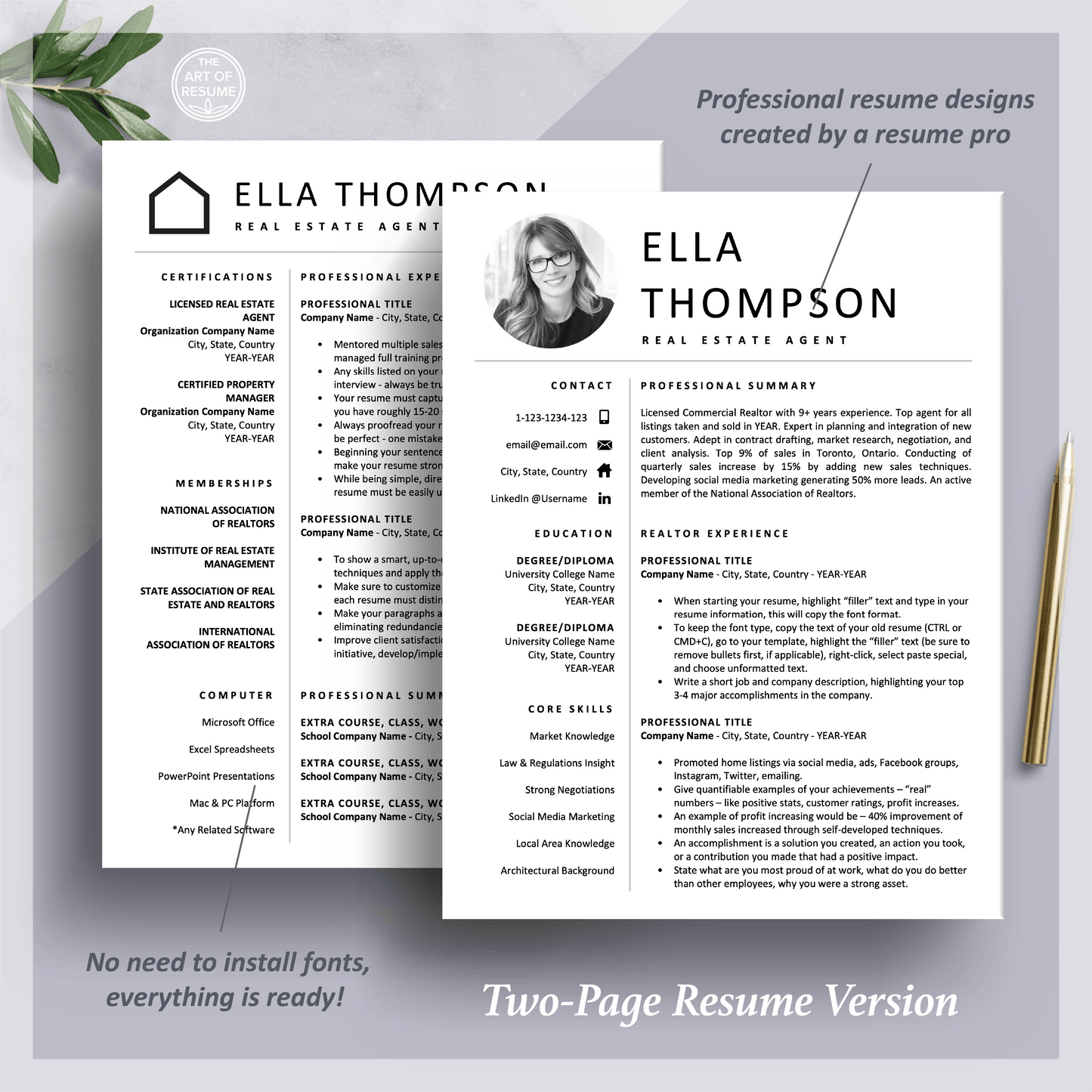 Modern Resume Bundle | Realtor, Architect - The Art of Resume
