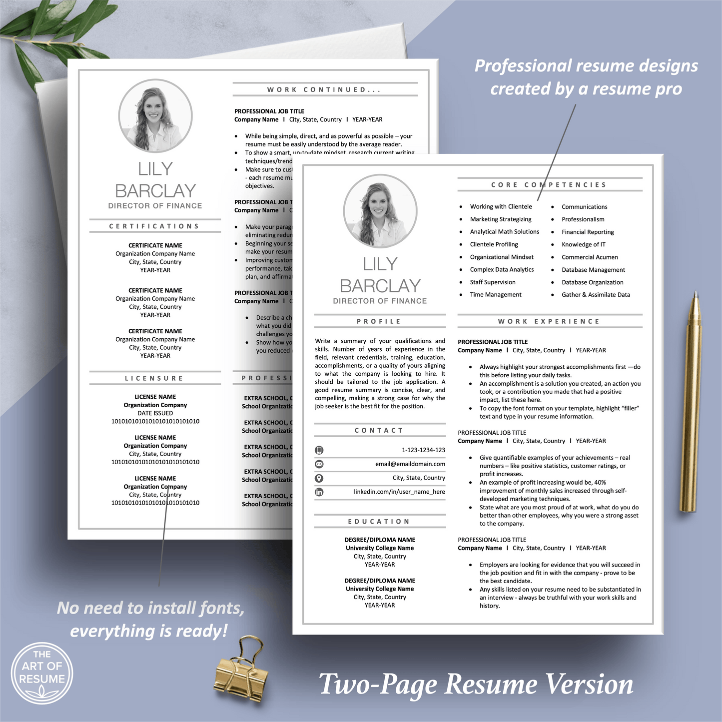 Resume Template Photo | Professional CV Template Download - The Art of Resume