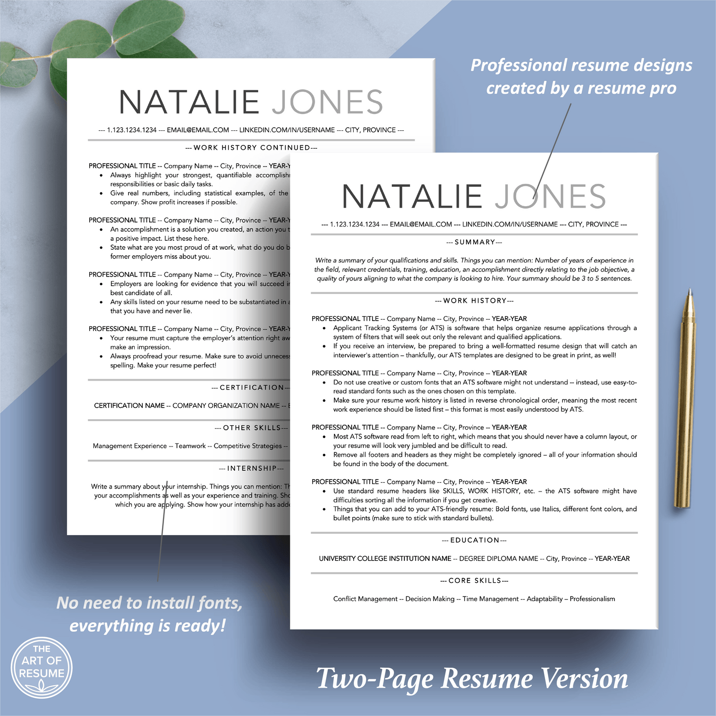 ATS-Friendly Resume | Modern CV Template | FREE Resume Guide - The Art of Resume