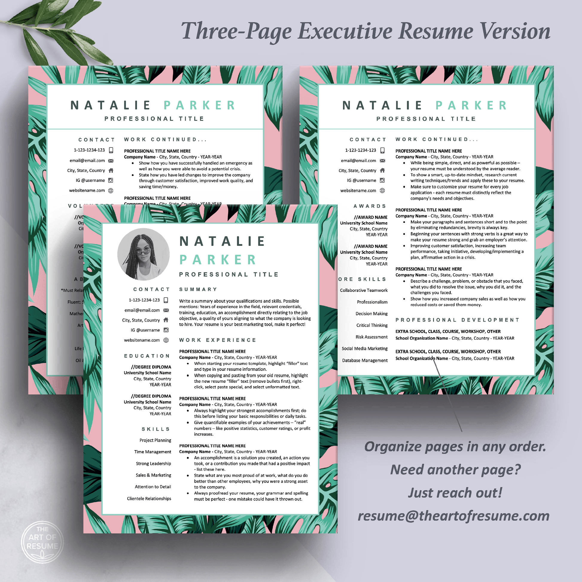 Creative Resume Templates with Photo | Custom Floral Resume Design - The Art of Resume