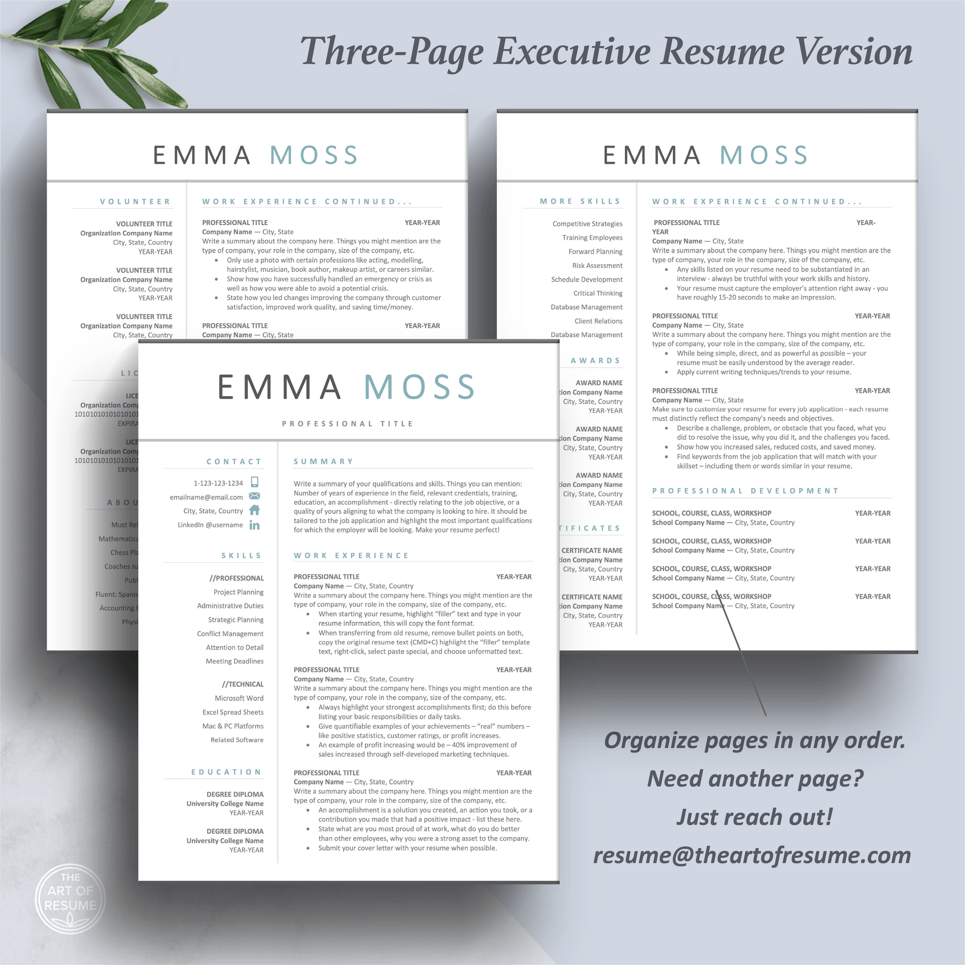 Professional Resume Designs | Matching Cover Letter | Free Resume Writing Guide - The Art of Resume