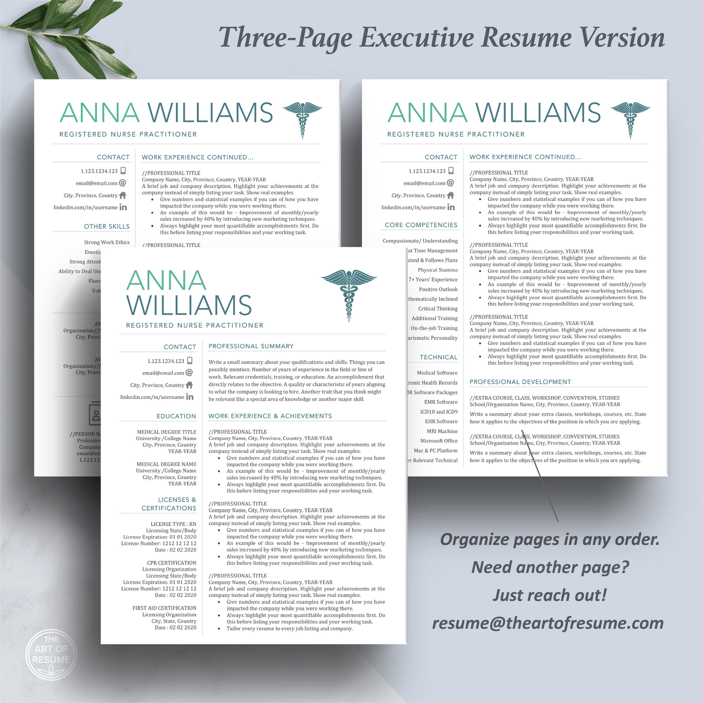 RN Nurse Resume Template | Medical CV | Nursing Student Curriculum Vitae - The Art of Resume