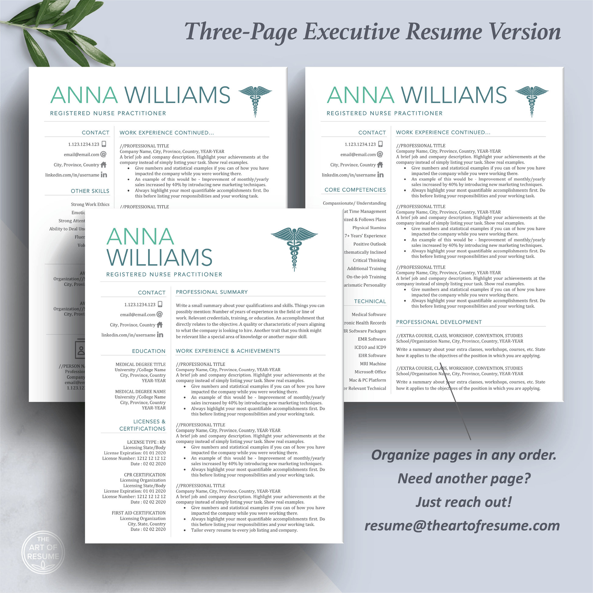 RN Nurse Resume Template | Medical CV | Nursing Student Curriculum Vitae - The Art of Resume