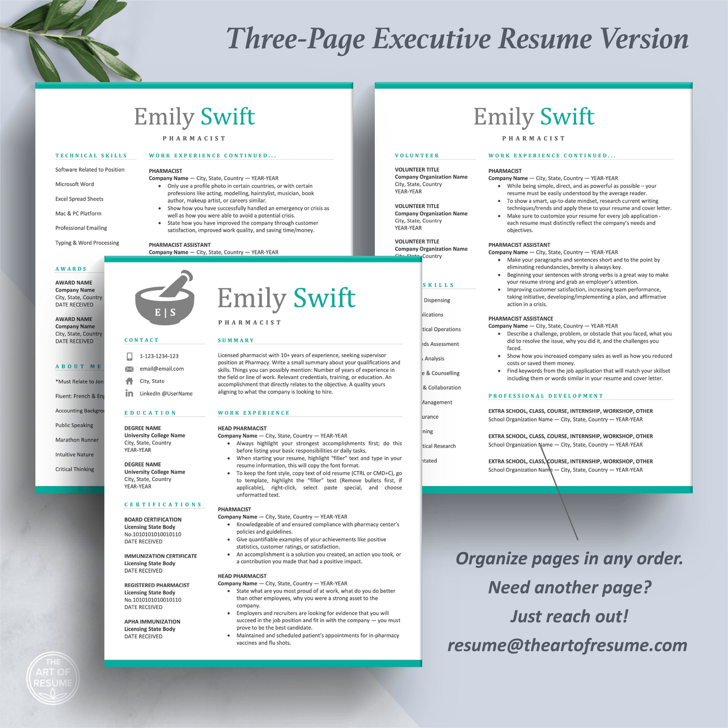 Pharmacist Resume | Pharmacy Template | Medical Physician CV Cover Letter - The Art of Resume