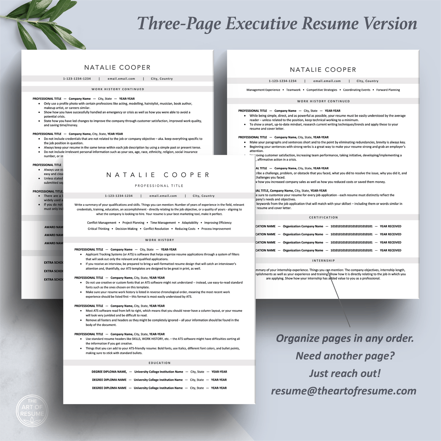 ATS-Formatted Resume Template | ATS Curriculum Vitae | CV Templates - The Art of Resume
