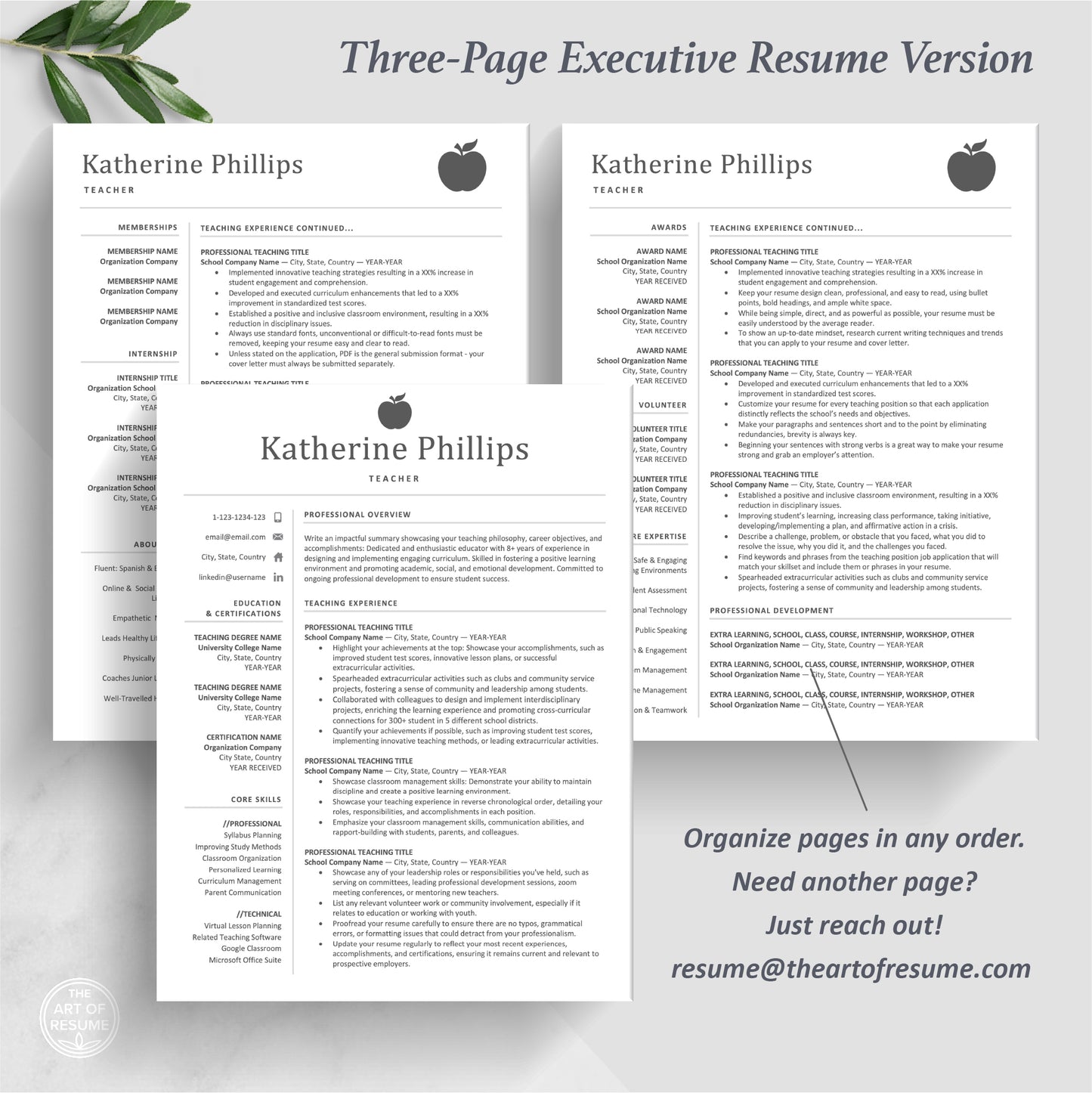 Teacher Resume Template | Teaching CV Template | Educator Resume - The Art of Resume