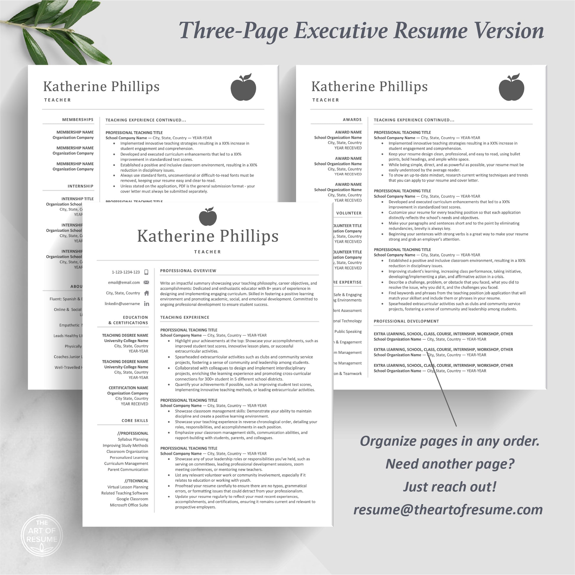 Teacher Resume Template | Teaching CV Template | Educator Resume - The Art of Resume