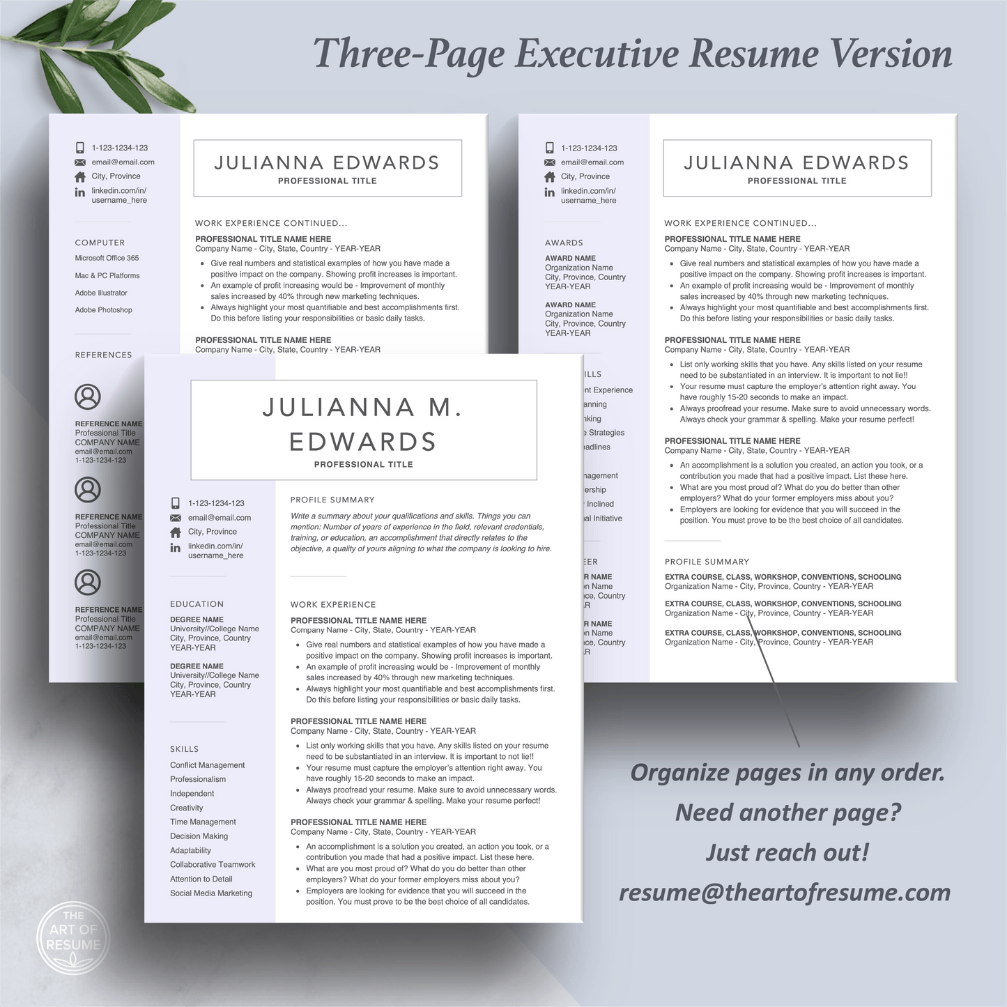 Professional Resume Template | Word & Pages | Free Cover Letter - The Art of Resume