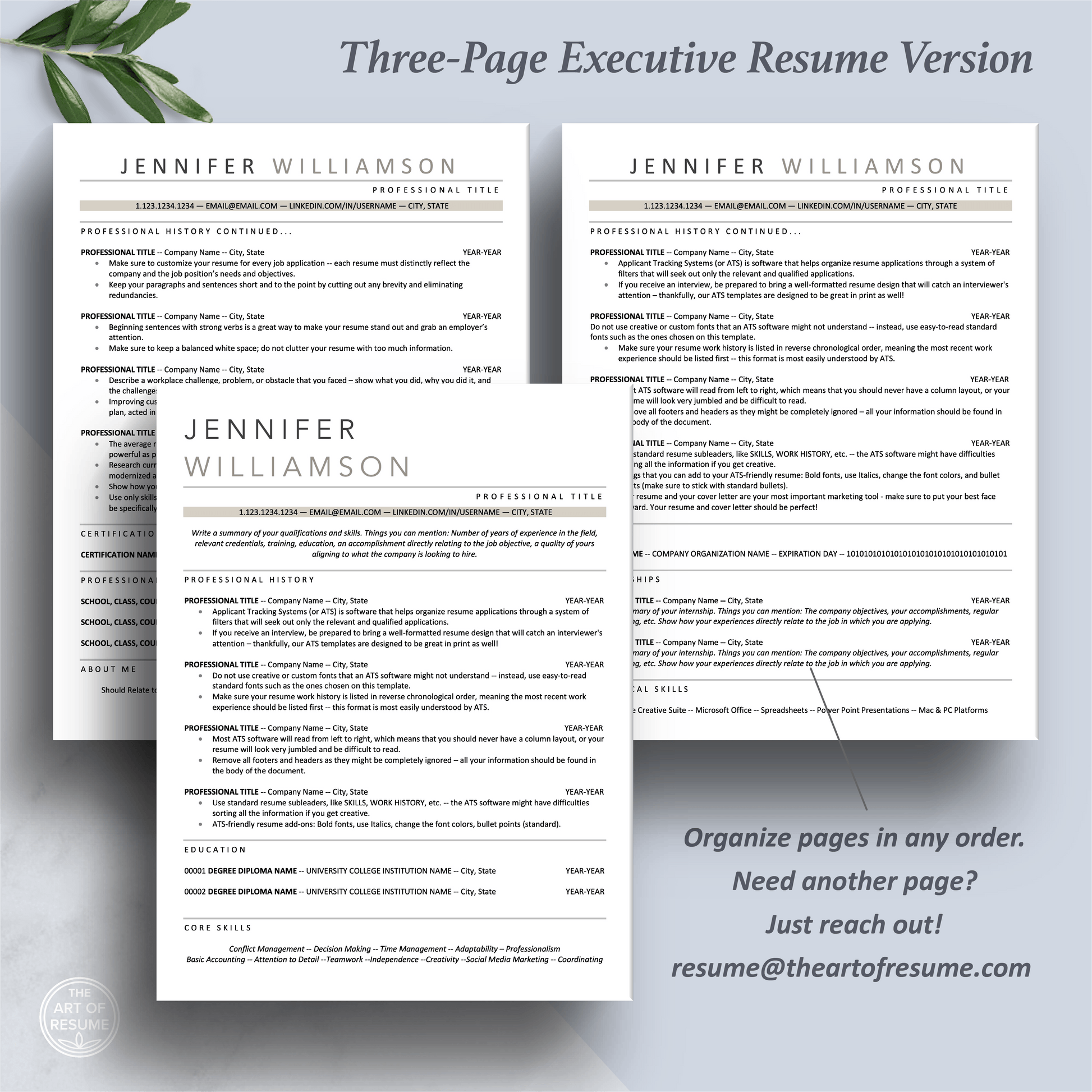 Professional Resume Bundle | ATS-Friendly Resume CV Format - The Art of Resume