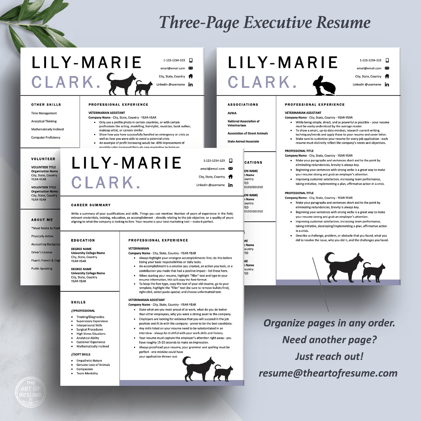 Veterinarian Resume Template | Vet Student | Animal Caretaker Resume - The Art of Resume