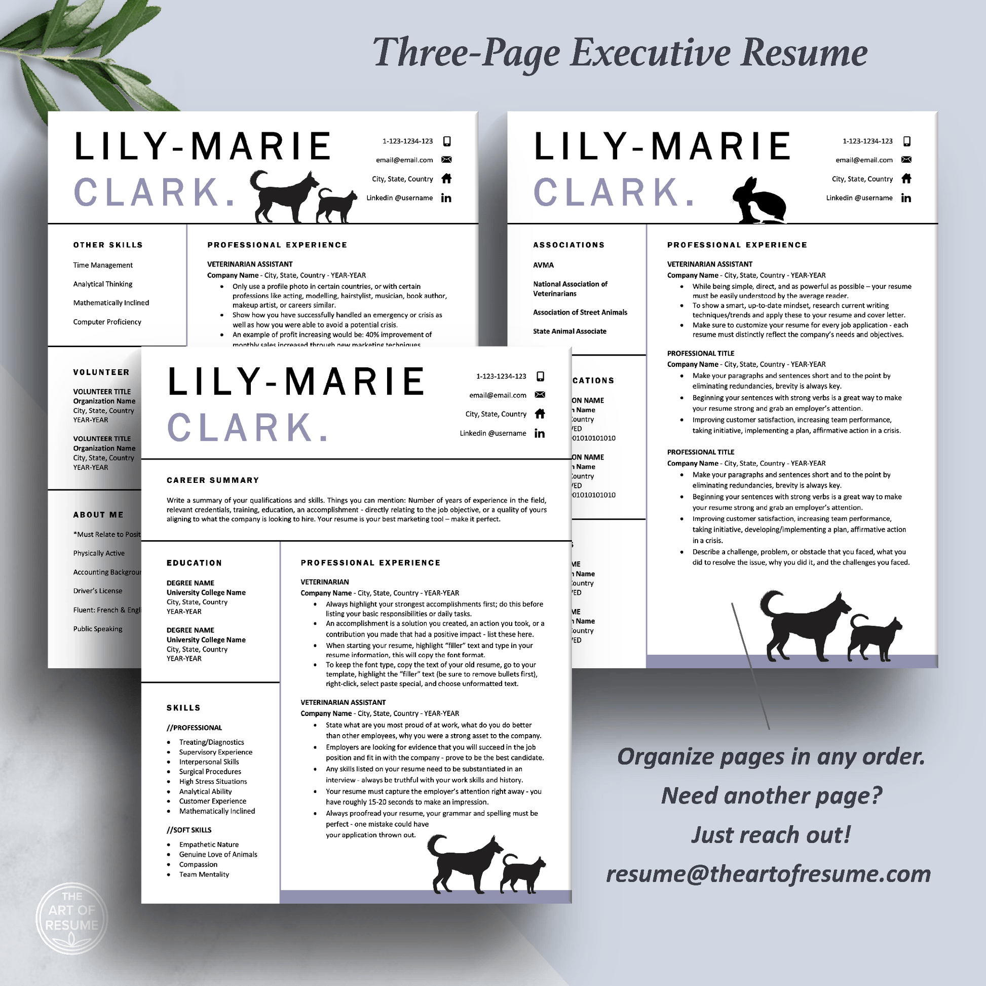 Veterinarian Resume Template | Vet Student | Animal Caretaker Resume - The Art of Resume