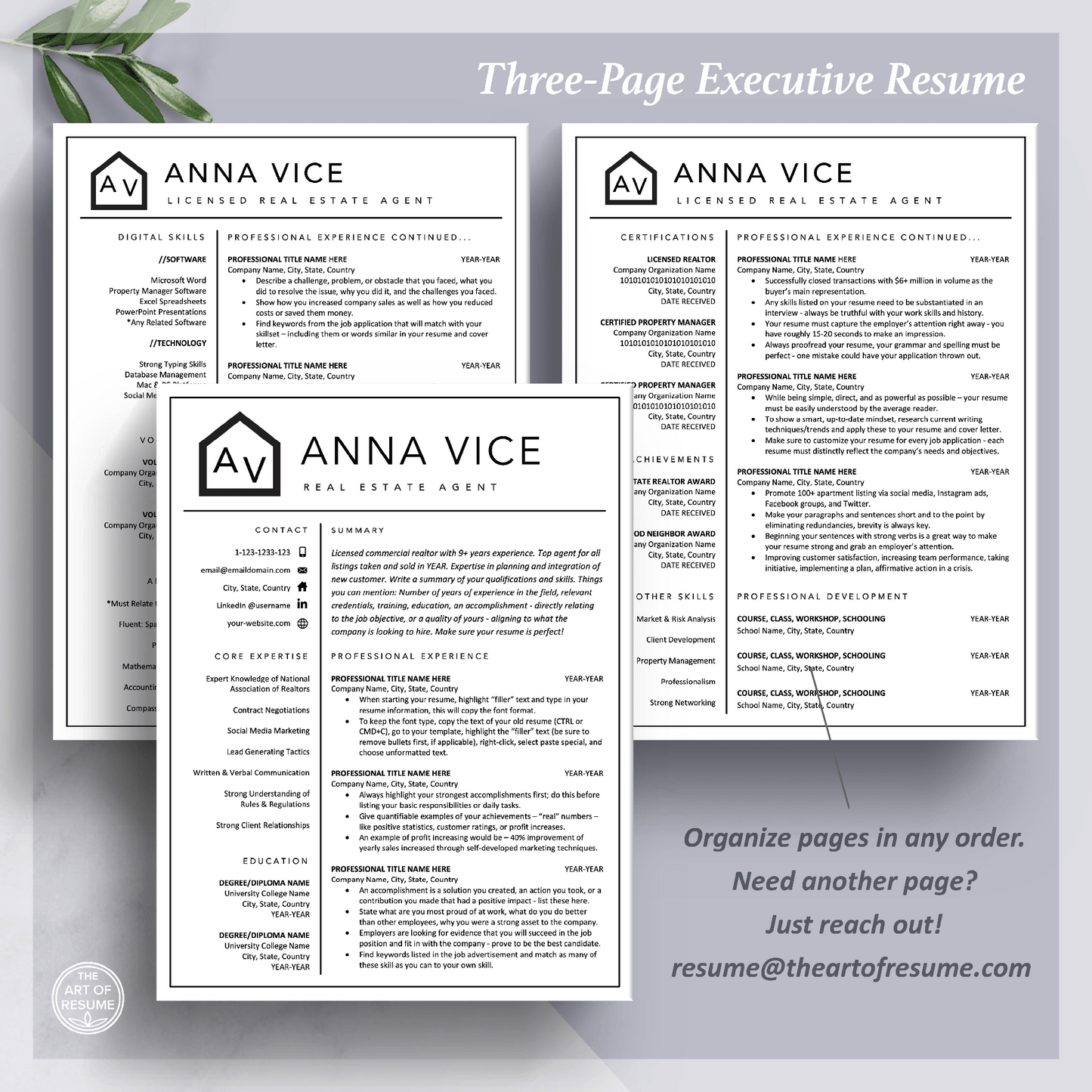 Real Estate Agent Resume Template | Realtor CV Design - The Art of Resume