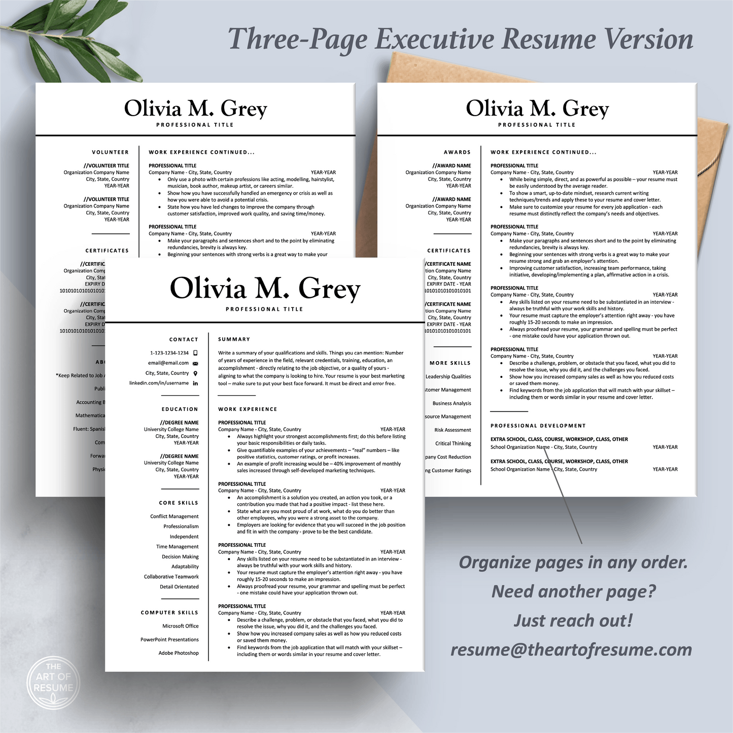 Professional Resume Design | Modern CV Printable | Resume Writing Guide - The Art of Resume